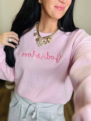 God is Love Embroidered Pink Sweatshirt-graphic Sweatshirt-Dash Forward-Motis & Co Boutique, Women's Fashion Boutique in Carthage, Missouri