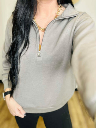 Lexi Half Zip Mock Neck Pullover-Pullovers-Reflex-Motis & Co Boutique, Women's Fashion Boutique in Carthage, Missouri