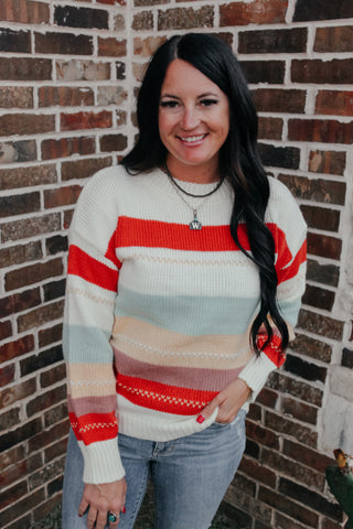 Kelly Multi Color Striped Sweater-Sweaters-MOTIS-Motis & Co Boutique, Women's Fashion Boutique in Carthage, Missouri