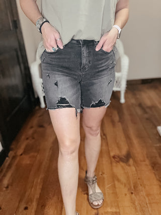 Noah High Rise Black Distressed Short-Shorts-Risen-Motis & Co Boutique, Women's Fashion Boutique in Carthage, Missouri