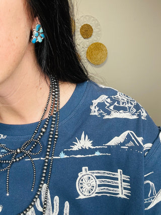 Alicia Turquoise Cluster Earrings-Earrings-Touch of Gallop-Motis & Co Boutique, Women's Fashion Boutique in Carthage, Missouri