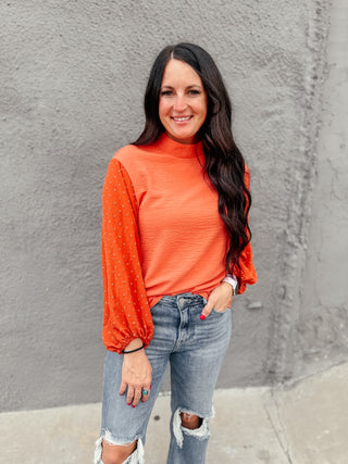 Oliva Orange Long Sleeved Top-Long Sleeves-MOTIS-Motis & Co Boutique, Women's Fashion Boutique in Carthage, Missouri