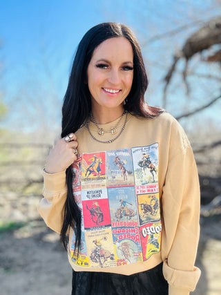 Vinny Vintage Cowboy Poster Sweatshirt-graphic Sweatshirt-Tres Bien-Motis & Co Boutique, Women's Fashion Boutique in Carthage, Missouri