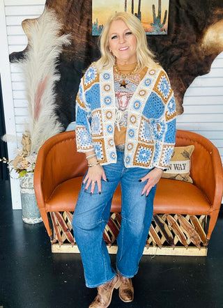 Colby Crochet Granny Square Cardigan-Scarf-POL-Motis & Co Boutique, Women's Fashion Boutique in Carthage, Missouri