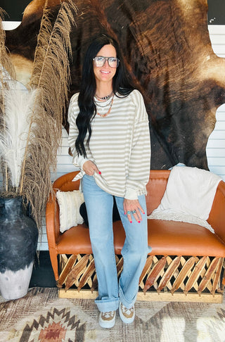 Elizabeth Striped Waffle Top