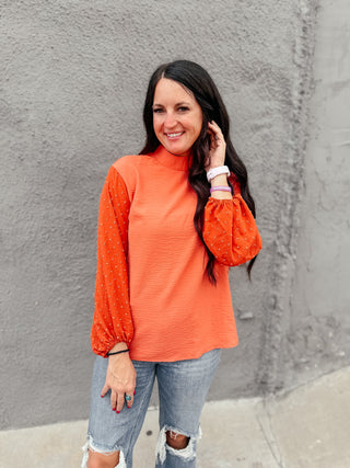 Oliva Orange Long Sleeved Top-Long Sleeves-MOTIS-Motis & Co Boutique, Women's Fashion Boutique in Carthage, Missouri