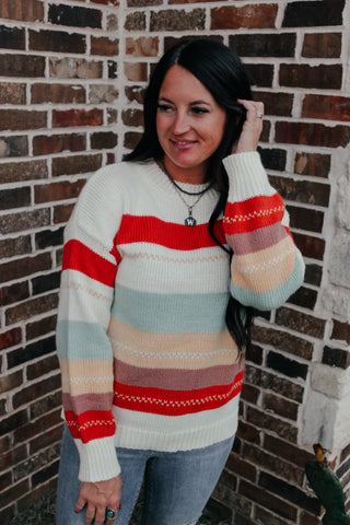 Kelly Multi Color Striped Sweater-Sweaters-MOTIS-Motis & Co Boutique, Women's Fashion Boutique in Carthage, Missouri