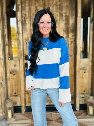 Cora Striped Mock Neck Sweater-Sweaters-POL-Motis & Co Boutique, Women's Fashion Boutique in Carthage, Missouri