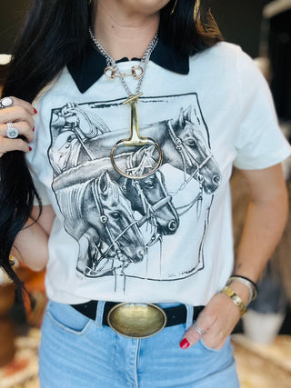 XOXO Three Horses Boxy Graphic Tee-Graphic Tees-XOXO ART & Co-Motis & Co Boutique, Women's Fashion Boutique in Carthage, Missouri