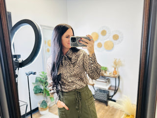 Willow Wild Satin Tie Neck Blouse-Long Sleeves-2 Fly-Motis & Co Boutique, Women's Fashion Boutique in Carthage, Missouri