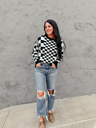 Classy Casey Checkered Sweater-Sweaters-MOTIS-Motis & Co Boutique, Women's Fashion Boutique in Carthage, Missouri