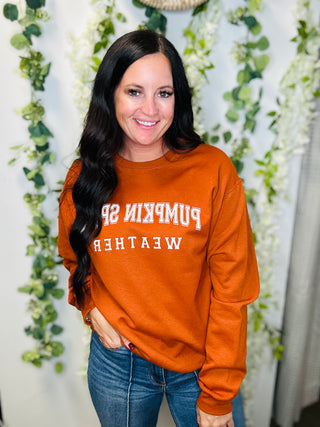 Pumpkin Spice Weather Sweatshirt-Pullovers-Southern Attitude Designs-Motis & Co Boutique, Women's Fashion Boutique in Carthage, Missouri