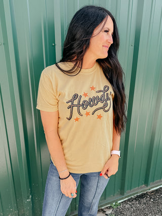 Howdy Mustard Rope and Star Tee-Graphic Tees-The Lattimore Claim-Motis & Co Boutique, Women's Fashion Boutique in Carthage, Missouri