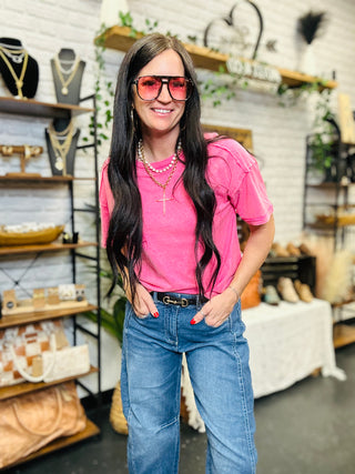 Keep It Simple Pocket Tee Pink-Short Sleeves-Very J-Motis & Co Boutique, Women's Fashion Boutique in Carthage, Missouri