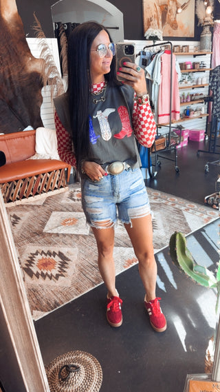 Red White and Boots Graphic Muscle Tee-Graphic Tees-Rowdy Crowd-Motis & Co Boutique, Women's Fashion Boutique in Carthage, Missouri