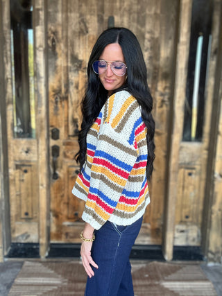Beck Striped Chenille Boxy Sweater-Sweaters-POL-Motis & Co Boutique, Women's Fashion Boutique in Carthage, Missouri