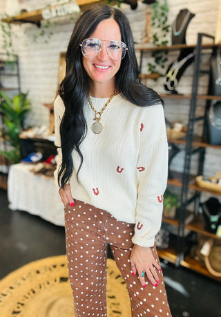 Ada Horseshoe Embroidery sweater-Sweaters-24th-Motis & Co Boutique, Women's Fashion Boutique in Carthage, Missouri