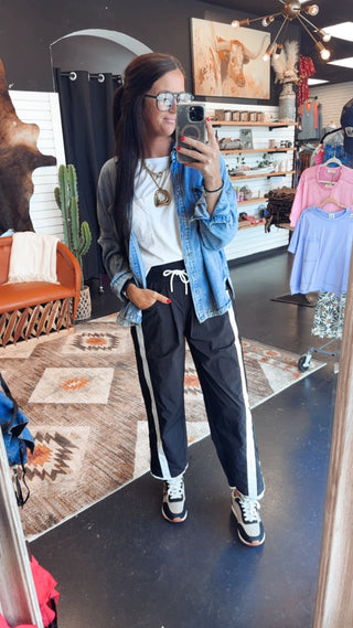 Troy Black Cropped Track Pants
