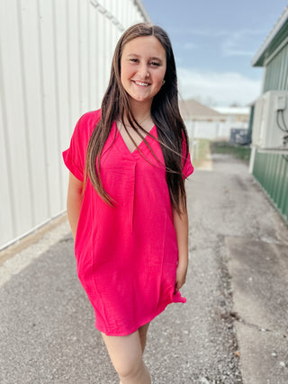 Kris Krinkle Pink Knit Dress-Dresses-staccato-Motis & Co Boutique, Women's Fashion Boutique in Carthage, Missouri