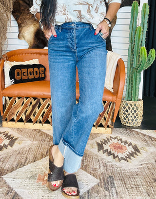 Tanner Tummy Control Wide Cuffed Jean-Jeans-Mica-Motis & Co Boutique, Women's Fashion Boutique in Carthage, Missouri