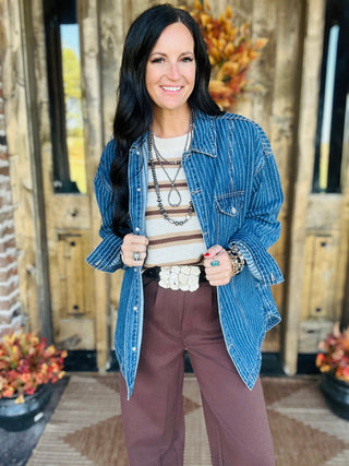 Cheyenne Striped Sleeveless Swearer