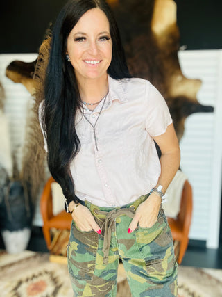 Annie Pink Pearl Snap Blouse-Short Sleeves-Lucky & Blessed-Motis & Co Boutique, Women's Fashion Boutique in Carthage, Missouri