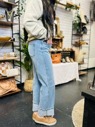 Arlis High Rise Wide Leg Cuffed Jeans-Jeans-Zenana-Motis & Co Boutique, Women's Fashion Boutique in Carthage, Missouri