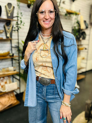 Doodle Dos Western Burnout Tee-Short Sleeves-2 Fly-Motis & Co Boutique, Women's Fashion Boutique in Carthage, Missouri