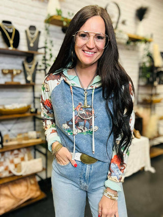 Vintage Ranch Western Hoodie-graphic Sweatshirt-2 Fly-Motis & Co Boutique, Women's Fashion Boutique in Carthage, Missouri