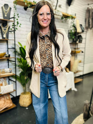 Western Short Sleeve Leopard Pearl Snap Blouse-Short Sleeves-2 Fly-Motis & Co Boutique, Women's Fashion Boutique in Carthage, Missouri