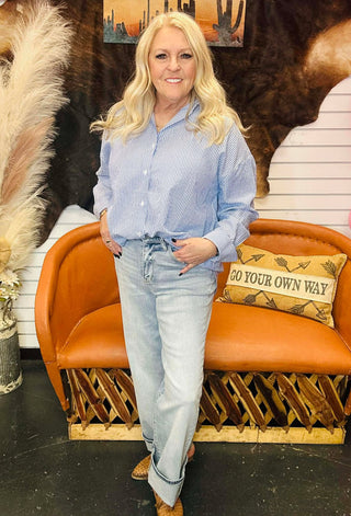 Stella Striped Button Down Blouse-Long Sleeves-HYFVE-Motis & Co Boutique, Women's Fashion Boutique in Carthage, Missouri