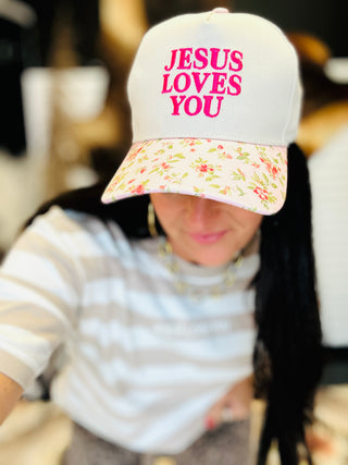 Jesus Loves You Printed Bill Cap-Hats-Zenana-Motis & Co Boutique, Women's Fashion Boutique in Carthage, Missouri