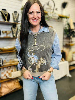 Swing Wide Western Sweater Vest Top-Sweaters-2 Fly-Motis & Co Boutique, Women's Fashion Boutique in Carthage, Missouri