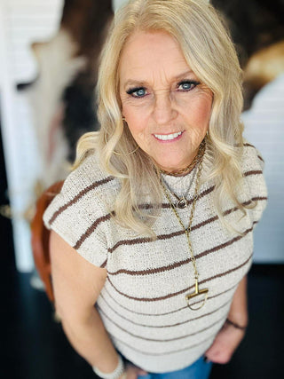 Lori Beige Striped Sweater Top-Sweaters-Very J-Motis & Co Boutique, Women's Fashion Boutique in Carthage, Missouri