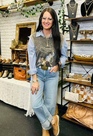 Swing Wide Western Sweater Vest Top-Sweaters-2 Fly-Motis & Co Boutique, Women's Fashion Boutique in Carthage, Missouri