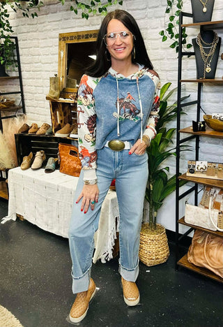 Vintage Ranch Western Hoodie-graphic Sweatshirt-2 Fly-Motis & Co Boutique, Women's Fashion Boutique in Carthage, Missouri