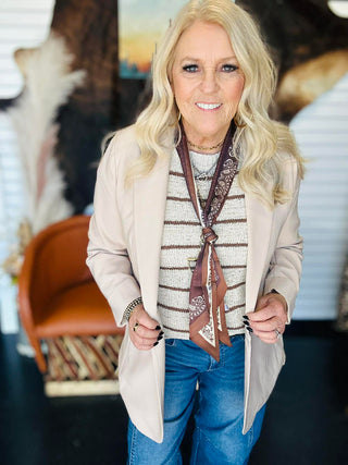 Lori Beige Striped Sweater Top-Sweaters-Very J-Motis & Co Boutique, Women's Fashion Boutique in Carthage, Missouri