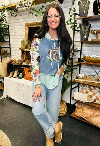 Vintage Ranch Western Hoodie-graphic Sweatshirt-2 Fly-Motis & Co Boutique, Women's Fashion Boutique in Carthage, Missouri