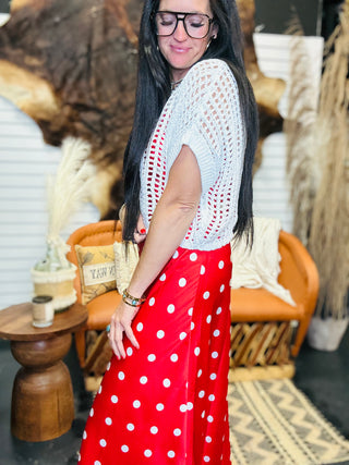 Carlie Crochet White Short Sleeve Top-Sweaters-ee: some-Motis & Co Boutique, Women's Fashion Boutique in Carthage, Missouri