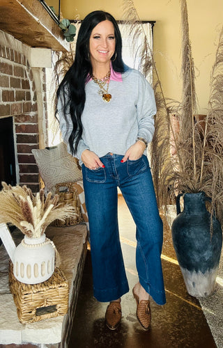 Wyatt Wide Leg Risen Cropped Jeans