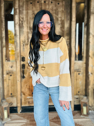 Cora Striped Mock Neck Sweater-Sweaters-POL-Motis & Co Boutique, Women's Fashion Boutique in Carthage, Missouri