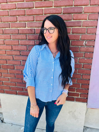 Ivy Striped Button Down Top-Tops-Jodifl-Motis & Co Boutique, Women's Fashion Boutique in Carthage, Missouri