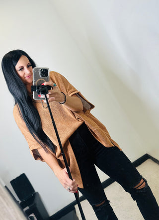 Oversized Poncho Style Top in Toffee - The Briar-Sweaters-Dear Scarlett-Motis & Co Boutique, Women's Fashion Boutique in Carthage, Missouri