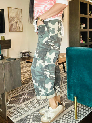 Bender Risen Barrel Camo Pants-Pants-Risen-Motis & Co Boutique, Women's Fashion Boutique in Carthage, Missouri