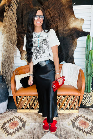 Miles Midi Satin Skirt-Dresses-HYFVE-Motis & Co Boutique, Women's Fashion Boutique in Carthage, Missouri