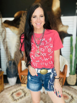 XOXO Brands Boxy Red Graphic Tee-Graphic Tees-XOXO ART & Co-Motis & Co Boutique, Women's Fashion Boutique in Carthage, Missouri