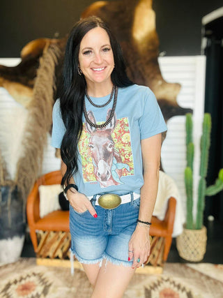 XOXO Bandana Donkey Western Boxy Tee-Graphic Tees-XOXO ART & Co-Motis & Co Boutique, Women's Fashion Boutique in Carthage, Missouri