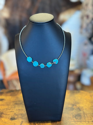 Hilo Turquoise and Sterling Silver Pearls-Necklaces-Bijoux-Motis & Co Boutique, Women's Fashion Boutique in Carthage, Missouri