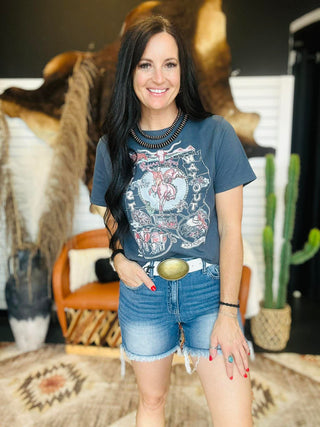 XOXO Open Range Boxy Navy Graphic Tee-Graphic Tees-XOXO ART & Co-Motis & Co Boutique, Women's Fashion Boutique in Carthage, Missouri