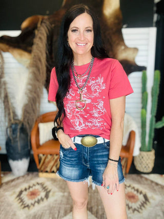 XOXO Western Toile Boxy Graphic Tee-Graphic Tees-XOXO ART & Co-Motis & Co Boutique, Women's Fashion Boutique in Carthage, Missouri